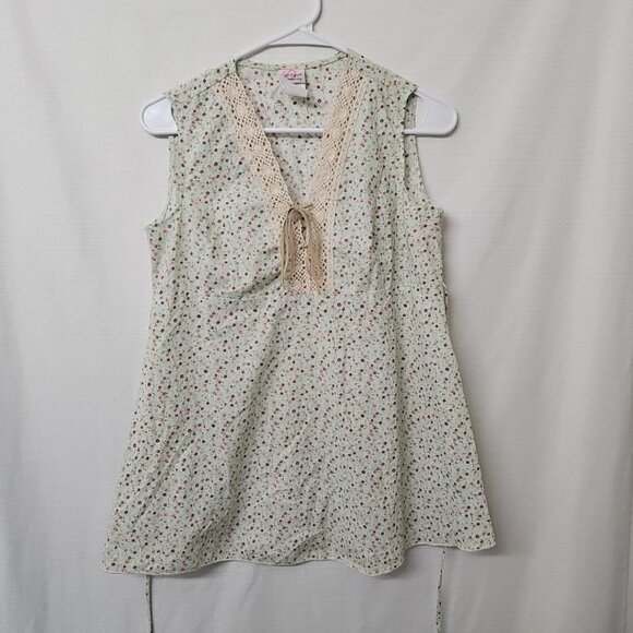 Womens Sz Small B Sport Maternity 100% Cotton Floral Blouse Light Green Boho - Picture 1 of 7